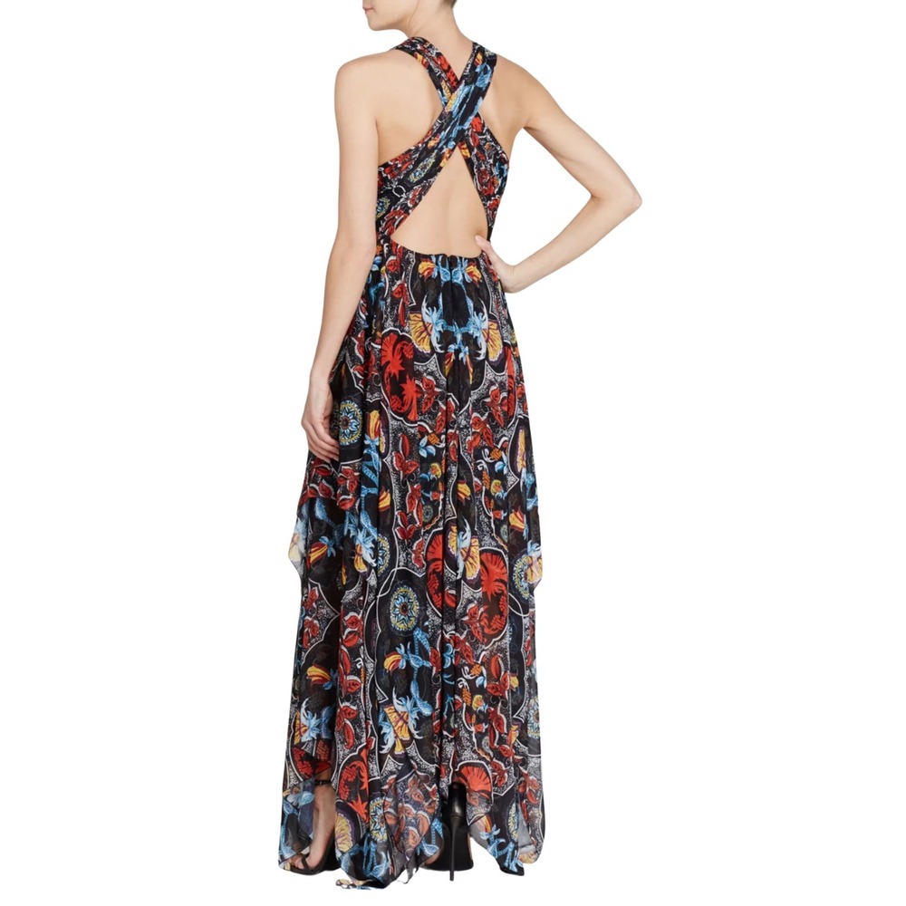 Alice + Olivia Dress Womens Size 2 Kora Floral Baroque Handkerchief Layered Maxi - Picture 2 of 13